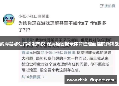 魏震禁赛处罚引发热议 深层原因揭示体育管理面临的新挑战